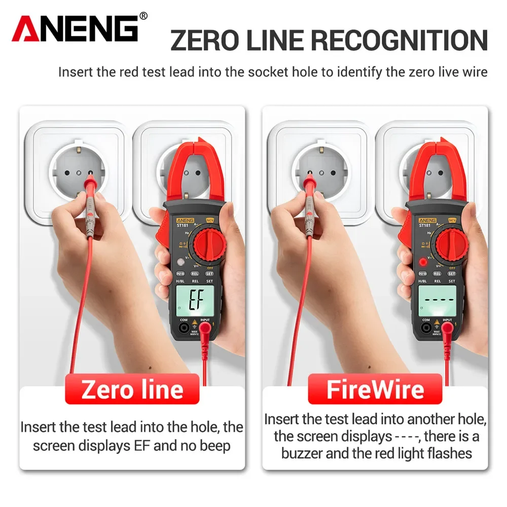 ANENG ST181 Digital Clamp Meter DC/AC Current 4000 Counts Multimeter Ammeter Voltage Tester Car Amp Hz Capacitance NCV Ohm Test