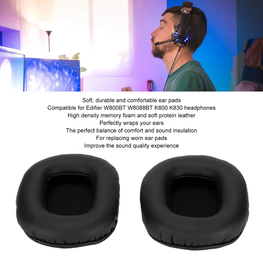 2PCS Soft and Comfortable Replacement Ear Pads Noise Isolation Ear Cushions for Edifier W800BT W808BT K800 K830 Headphone view 6
