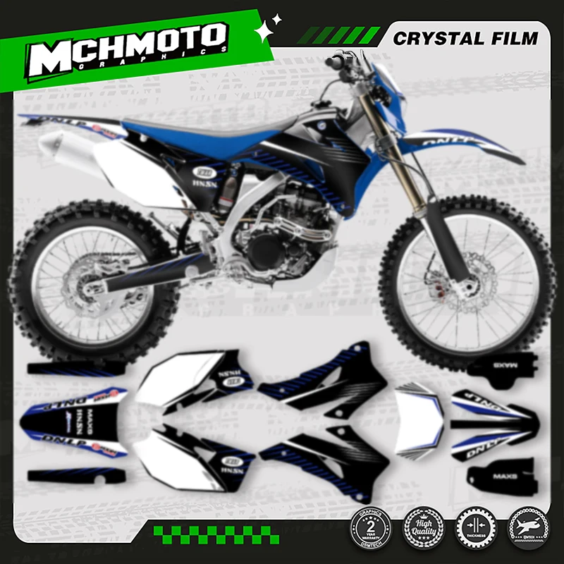

MCHMFG Motorcycle Graphics Decal Stickers Kits Number Name Background Custom For YAMAHA WRF250 2007-2014 WRF450 2007-2011