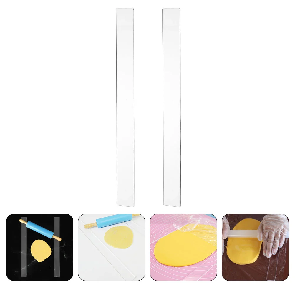 2 Pcs Biscuit Wear-resistant Dough Measuring Strip Mat Acrylic Pie Strips Baking