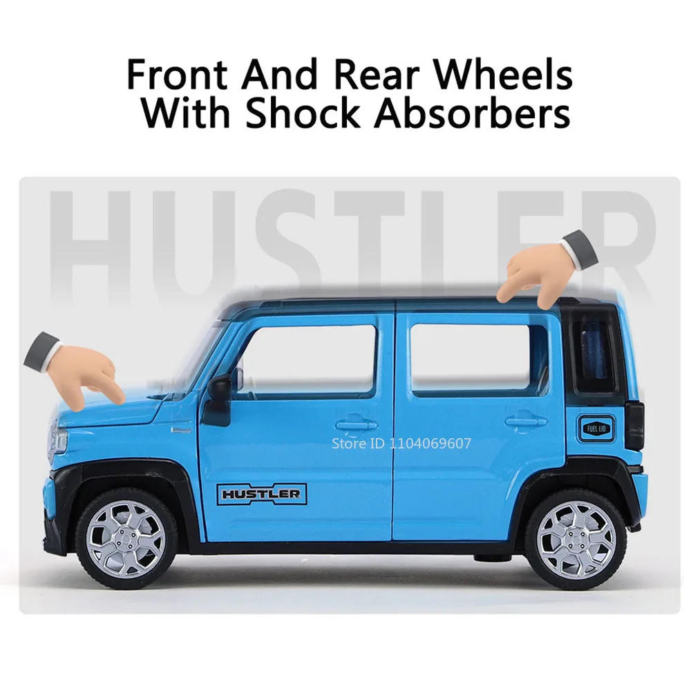 1:22 Suzuki Hustler Toy Car Model Alloy Diecast SUV 6 Doors Opened Sound Light Shock Absorption Pull Back Vehicle Toys for Child