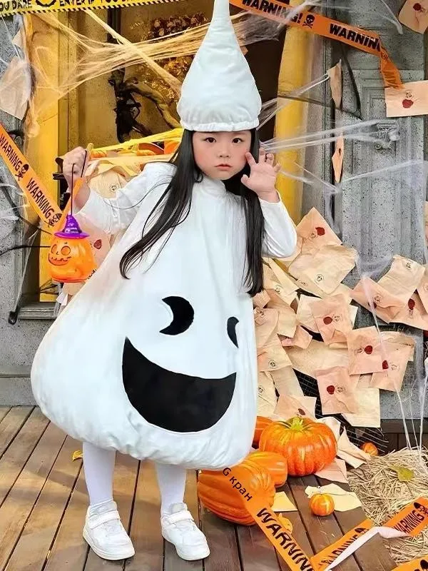 loween Children's Performance Costume White Ghost Cosplay Suit eup Dance M Child Fem Child Ethnic Stage Wear
