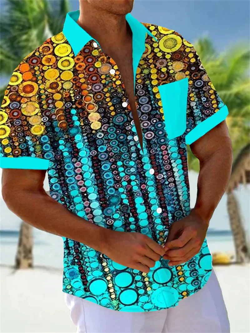 Hawaiian men's shirt 3D Paisley pattern short sleeved shirt casual button up men's top summer short sleeved shirt