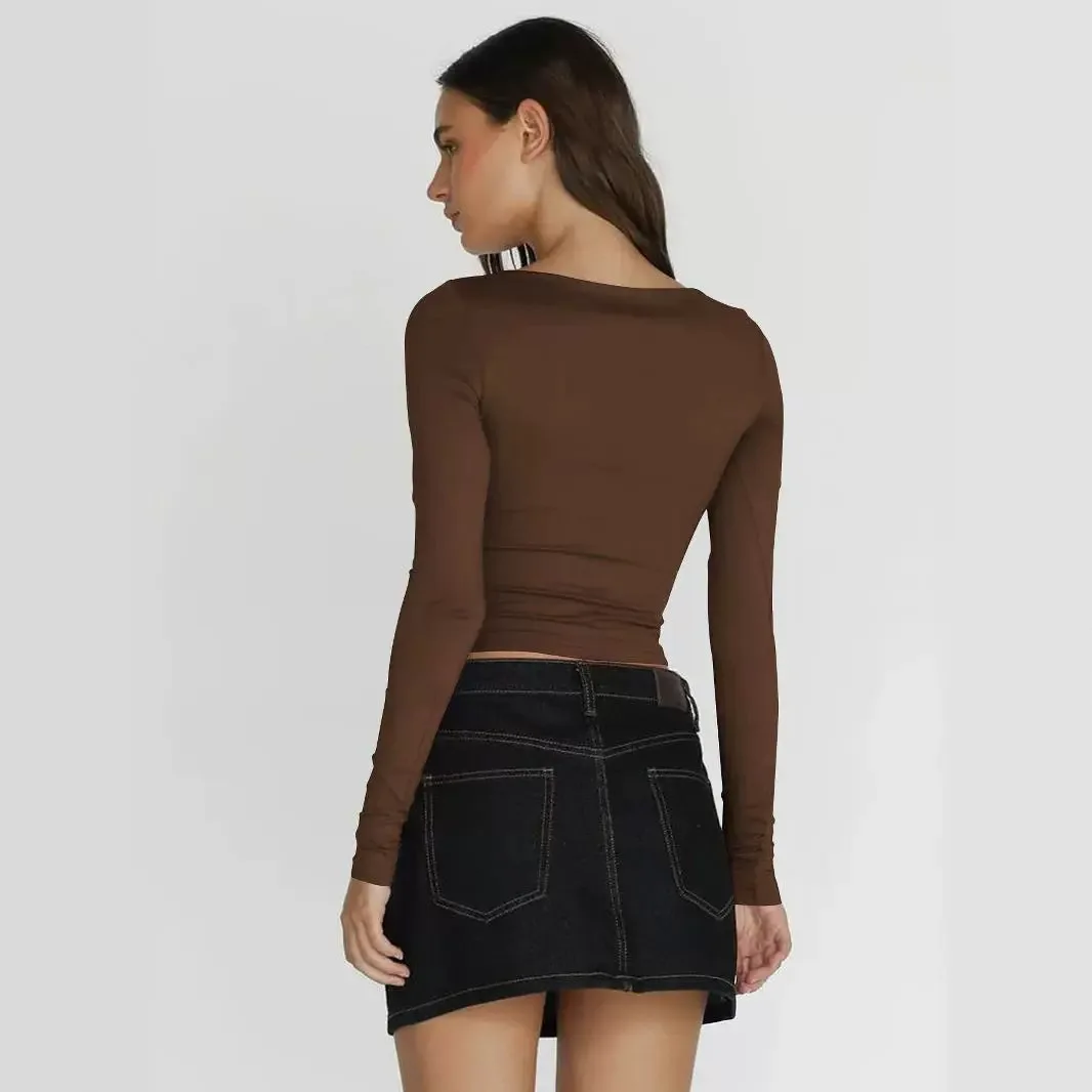 Faionable-falda ajustada para mujer, novedad de verano, Y2K, un hombro, tela de mezcla de algodón, diseño Thiened Sve