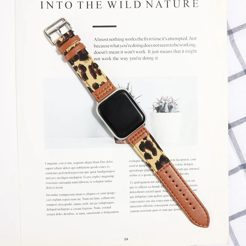 Denim Canvas + Genuine Leather Strap for Apple Watch Series 7/8/SE/6/5/4/3/2/1 (38MM 40MM 42MM 44MM 41mm 45mm 49mm)