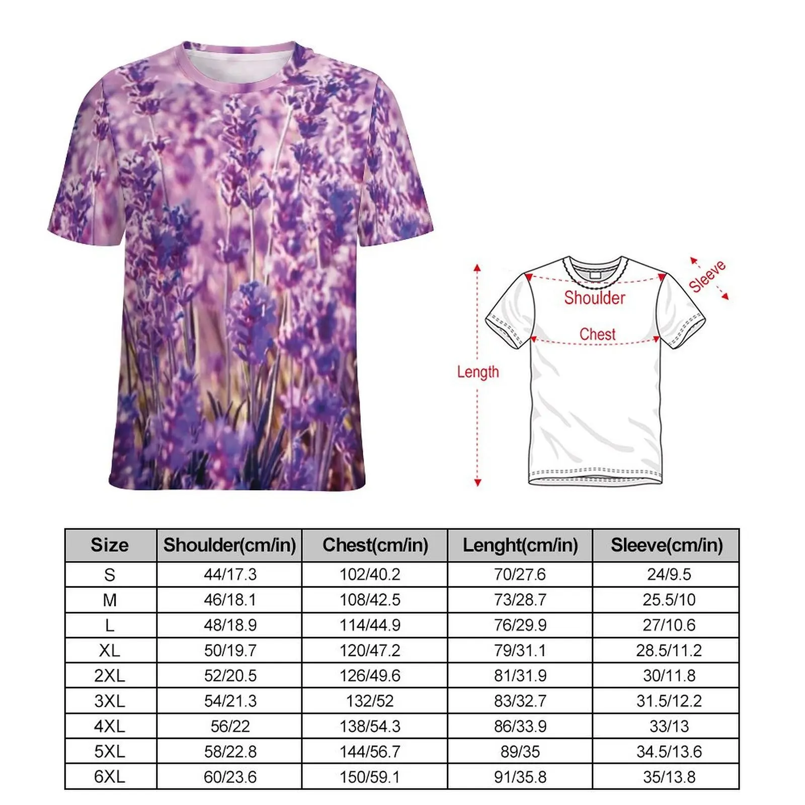 Couple Lavender T Shirt Purple Flowers Hip Hop T Shirts Short-Sleeved Design Tshirt Dropshipping Streetwear Oversized Clothes