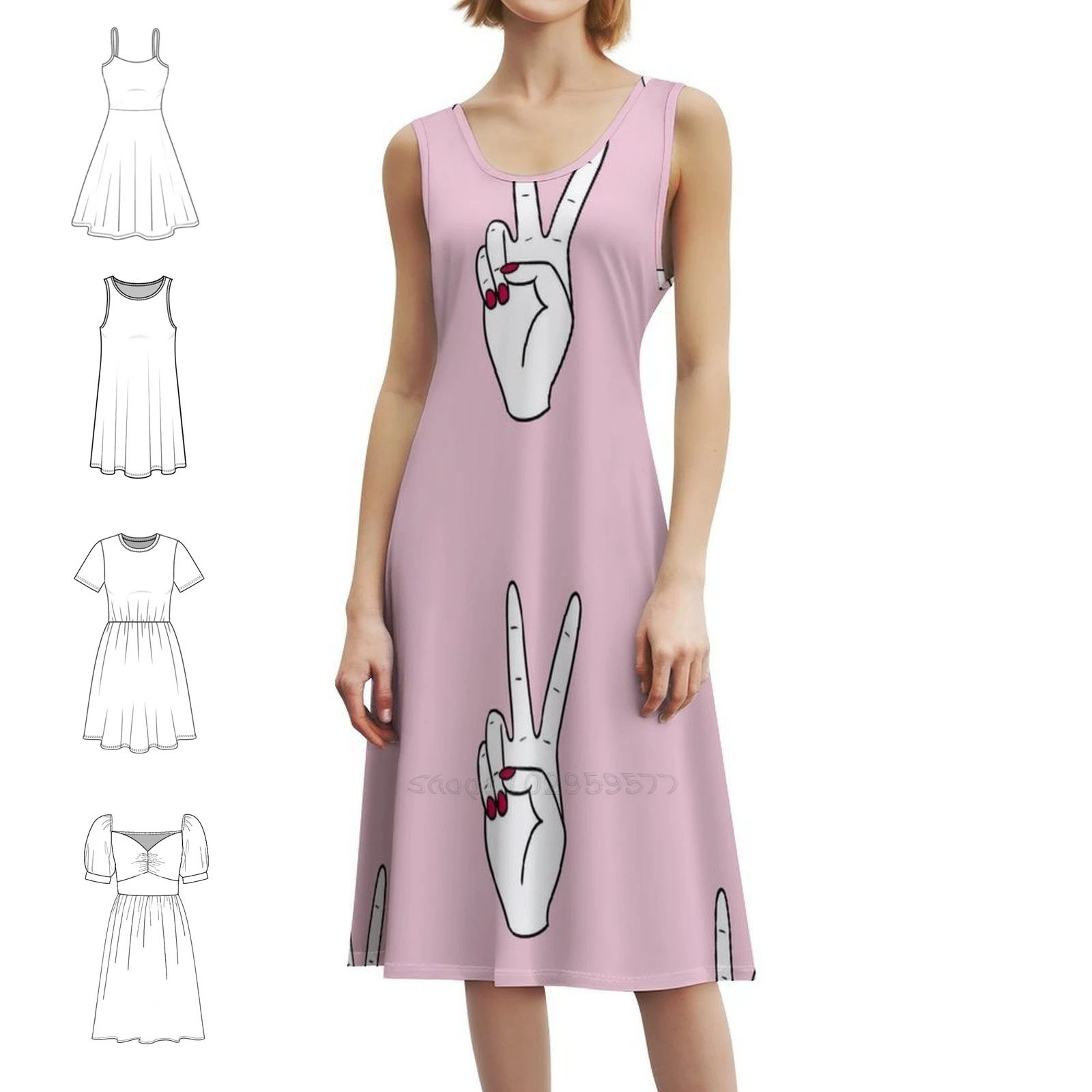 

Женское уличное праздничное платье Peace Модная клубная одежда с принтом для женщин Мир Ручная вывеска для ногтей Лак для ногтей Розовое женское платье