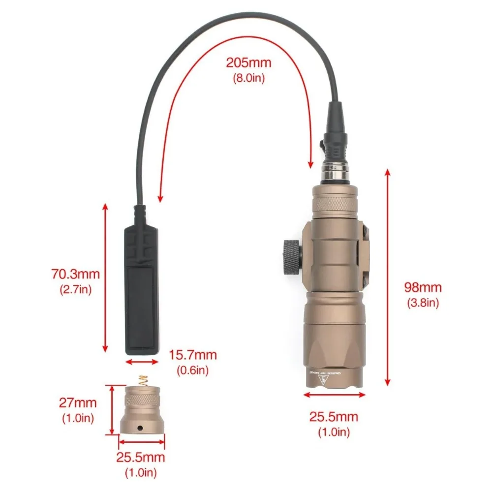 Potente linterna LED táctica M300A, luz blanca para pistola de explorador, luz de caza para exteriores, equipo Airsoft apto para riel de 20mm