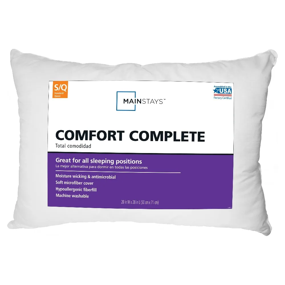 Comfort Complete Bed Pillow Standard Queen Size 2 Pack Set Premium Support for Sleeping