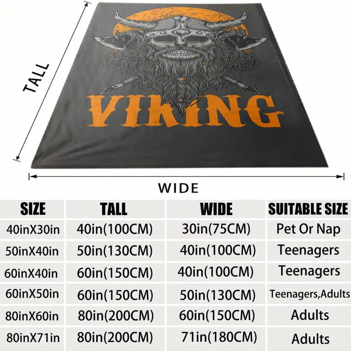Vintage Viking Skull Flannel Blanket Soft Cozy Throw Blanket Horned Helmet Axe Viking Print Bed Sofa Cover Warrior Home Decor