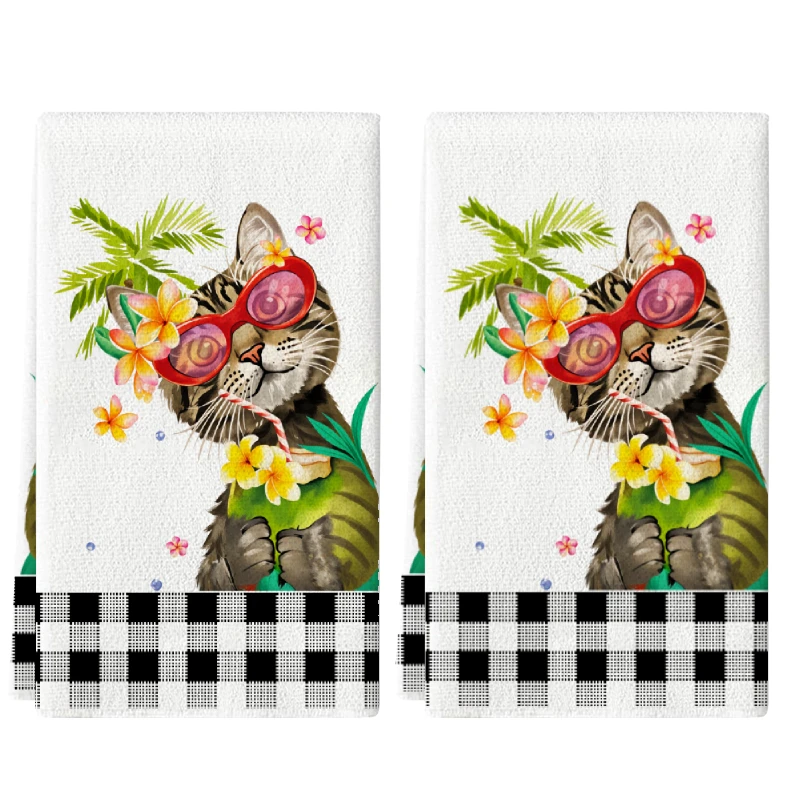 2Pcs, Holiday-Style Cat-Themed Kitchen Towels, 40Cm*60Cm Tow