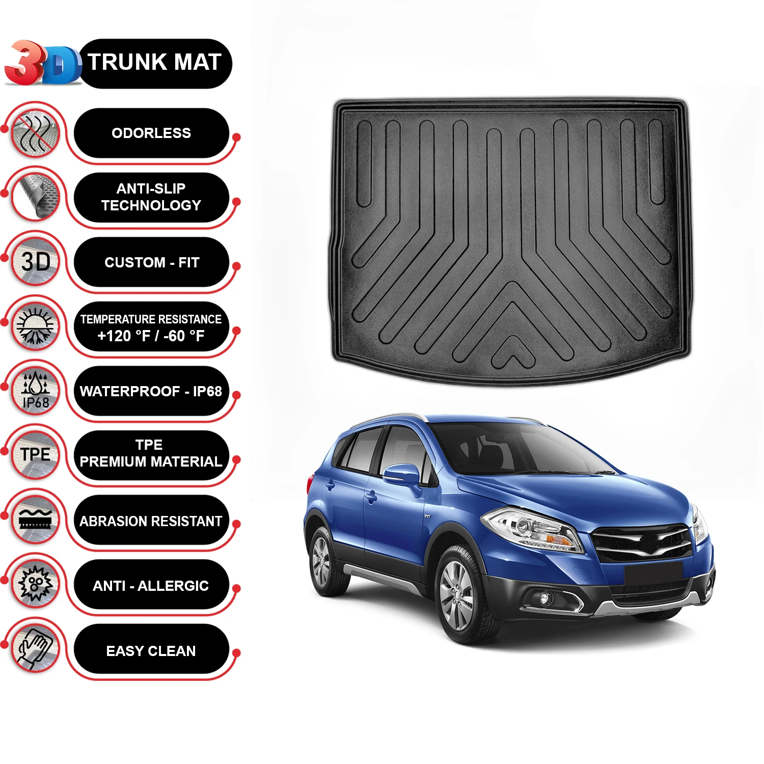 Suzuki SX4 Cross 2013-2022 Cargo Liner Rear Trunk Floor Mat