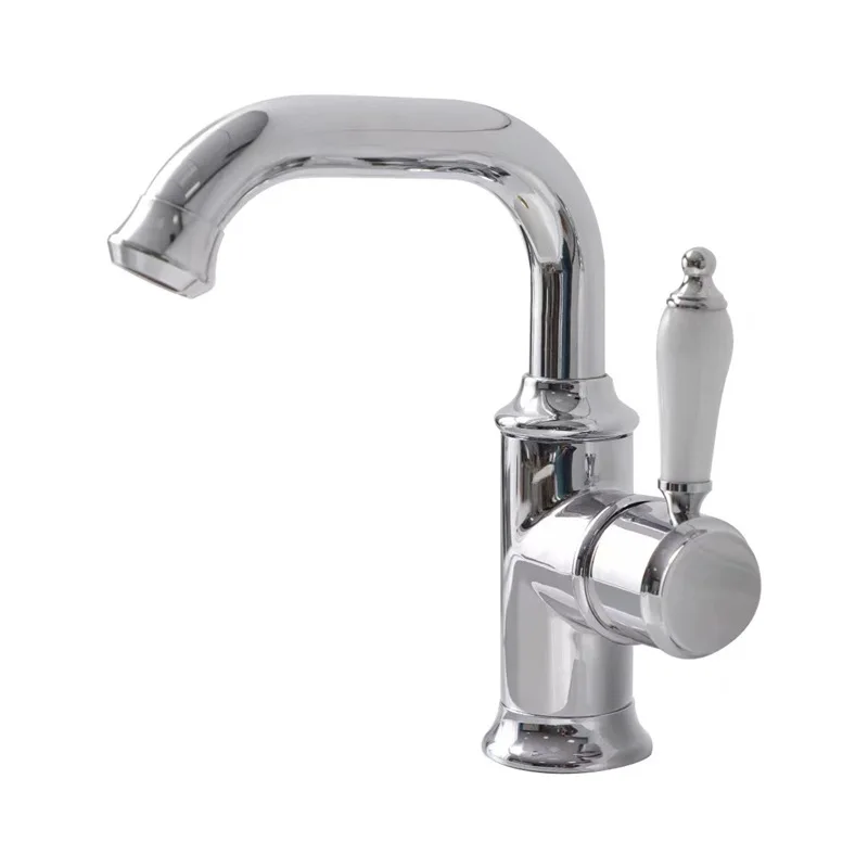 Full copper vintage faucet in classic gold, rotatable faucet, creative washbasin, stylish cold and hot water faucet