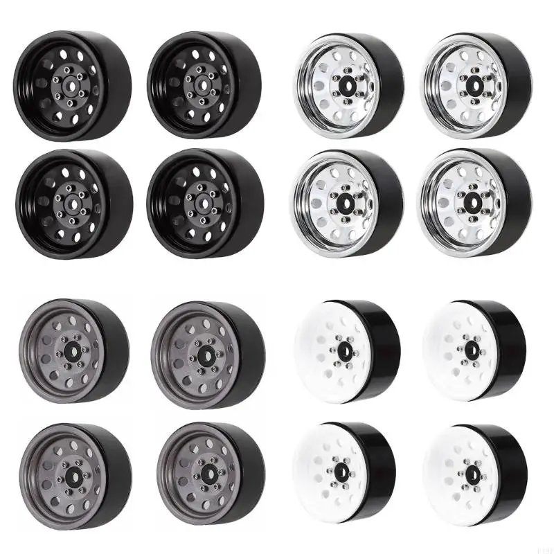 

F19F 4PCS Wheel Hub 12mm Beadlock Alloy Wheel Rims with 10 Spokes for Remote Control Car Toy 1/10 Crawler Vehicle Accessory