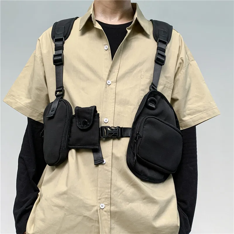 Trendy Functional Tactical Chest Bag with Multiple Pockets Wearable Vest Backpacks Outdoor Multifunction Hip Hop Punk Waistcoat