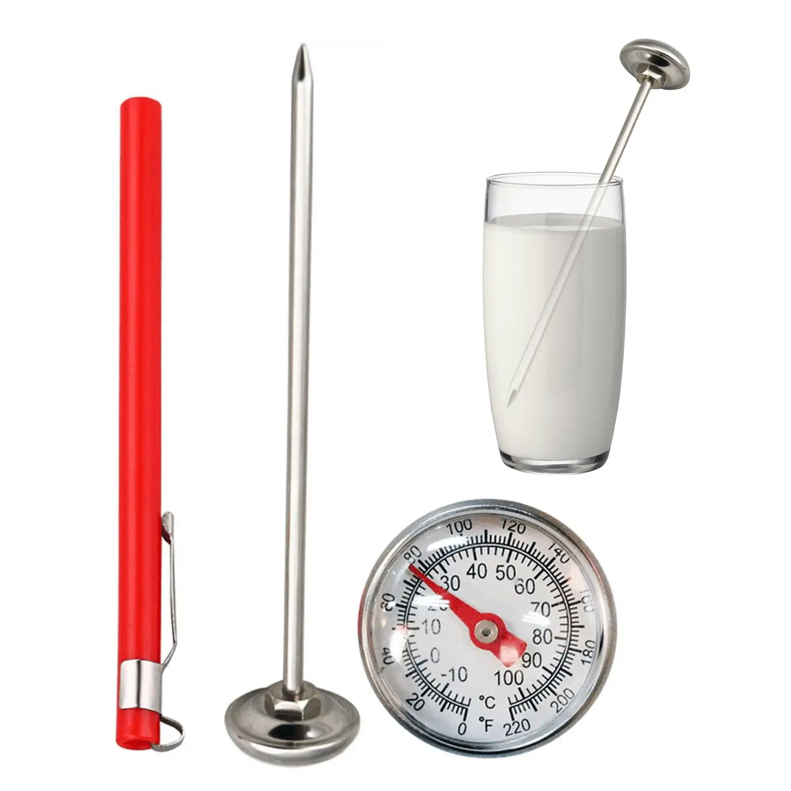 Mechanical Meat Milk Thermometer Stainless Steel Probe Kitchen Food Thermometer for Turkey BBQ Kitchen Oven Supplies
