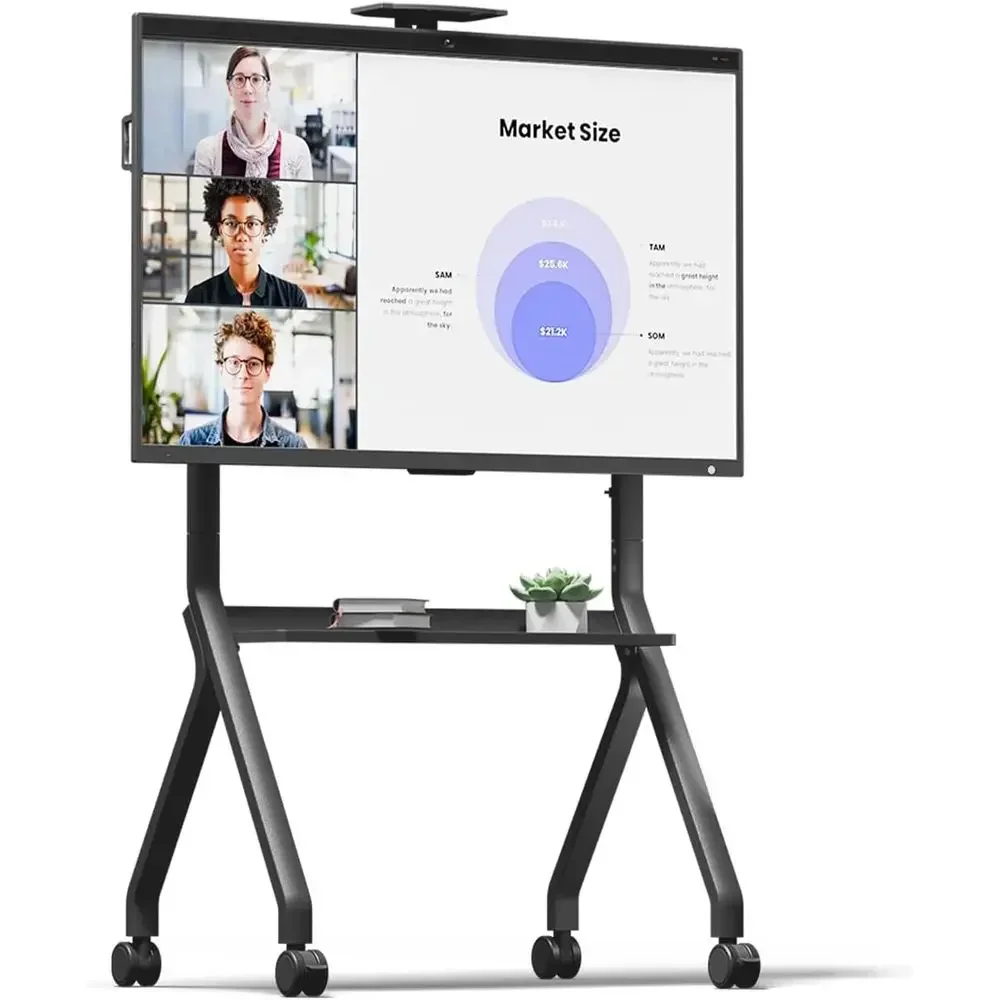 Heavy-Duty Adjustable TV Cart for 42-75 Screens, Lockable Wheels, Webcam Mount, Max VESA 700x500mm