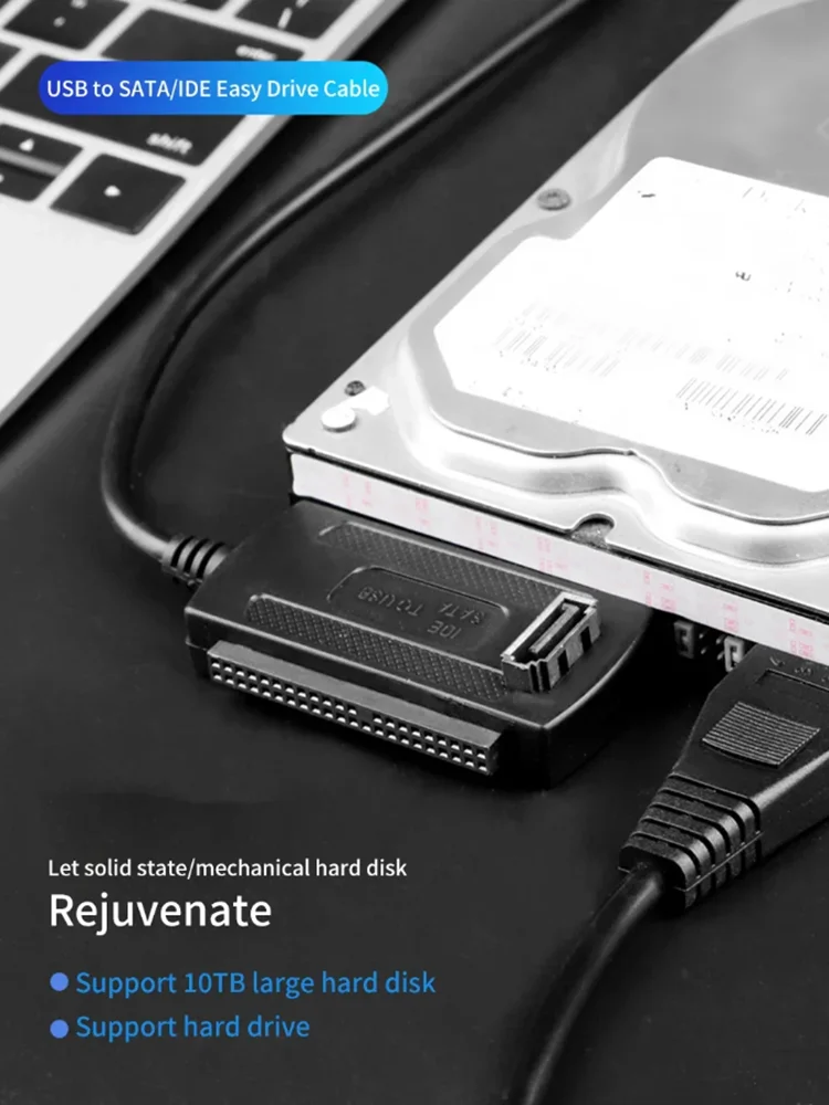 Interface USB pour connecter vers disques durs d'interface IDE et SATA de 2.5 et 3.5 pouces, câble adaptateur USB 2.0 vers IDE SATA pour PC portable