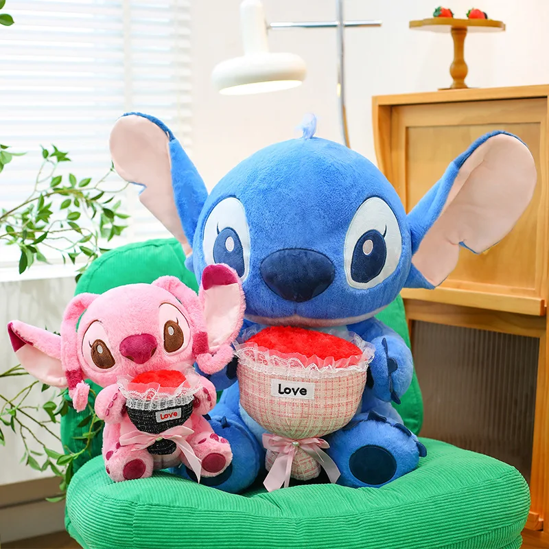 

Disney Лило и Стич плюшевая игрушка пара мультфильм аниме мягкая каваи День святого Валентина роза Стич кукла плюшевые детские рождественские подарки