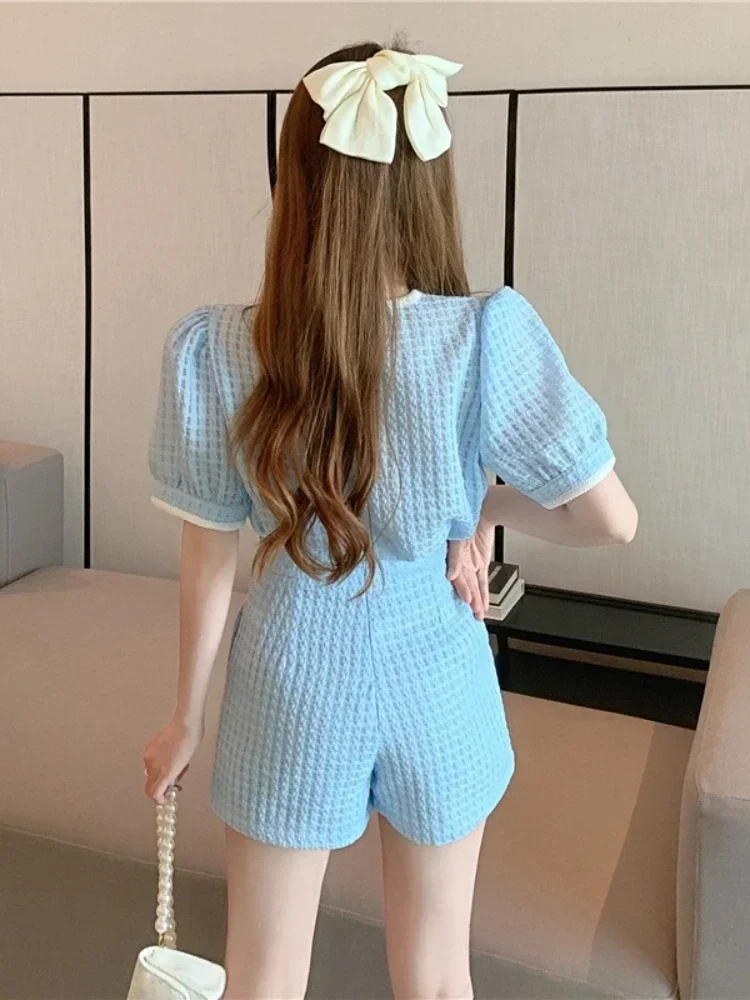 Nieuw in de zomer korte sets voor dames Koreaanse stijl mode top en shorts met korte mouwen 2-delige set outfitpak met shorts voor dames