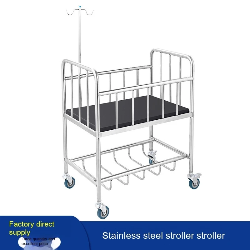 Stainless steel crib Hospital strollers Nursing bed in child and maternity center Delivery room newborn care