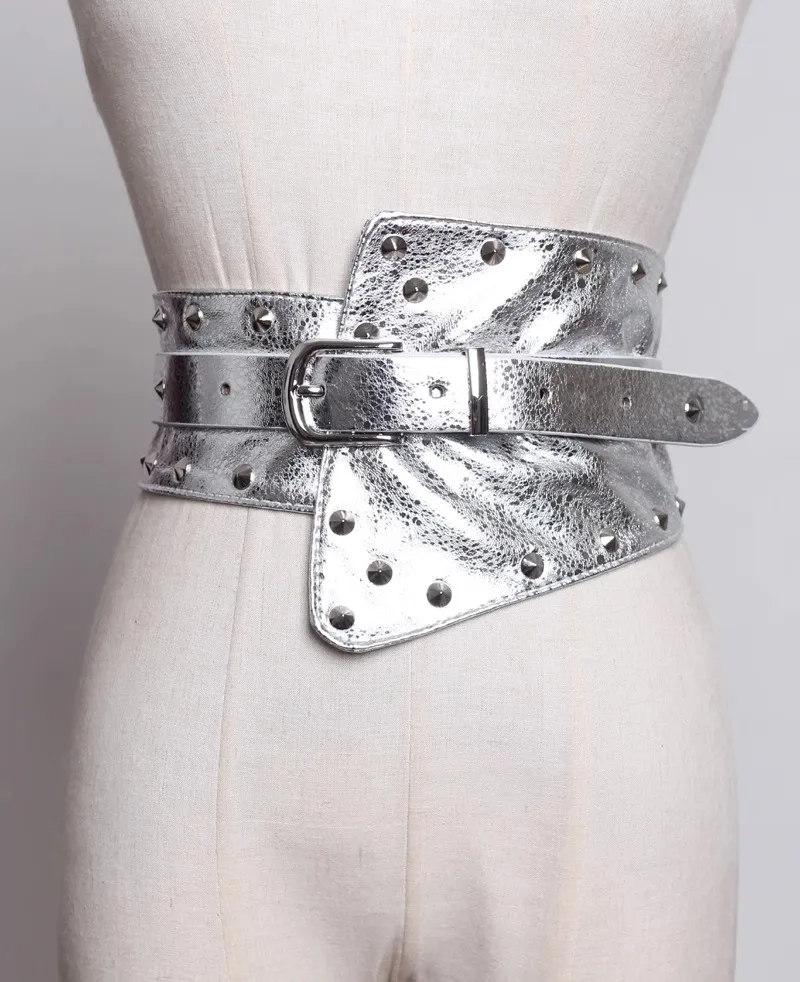 

Vintage Gothic Dark Punk Style Rivets Luxury Ladies Wide Belt Lolita Women's Elastic Belt Waist Seal Belt Dress Up Accessories