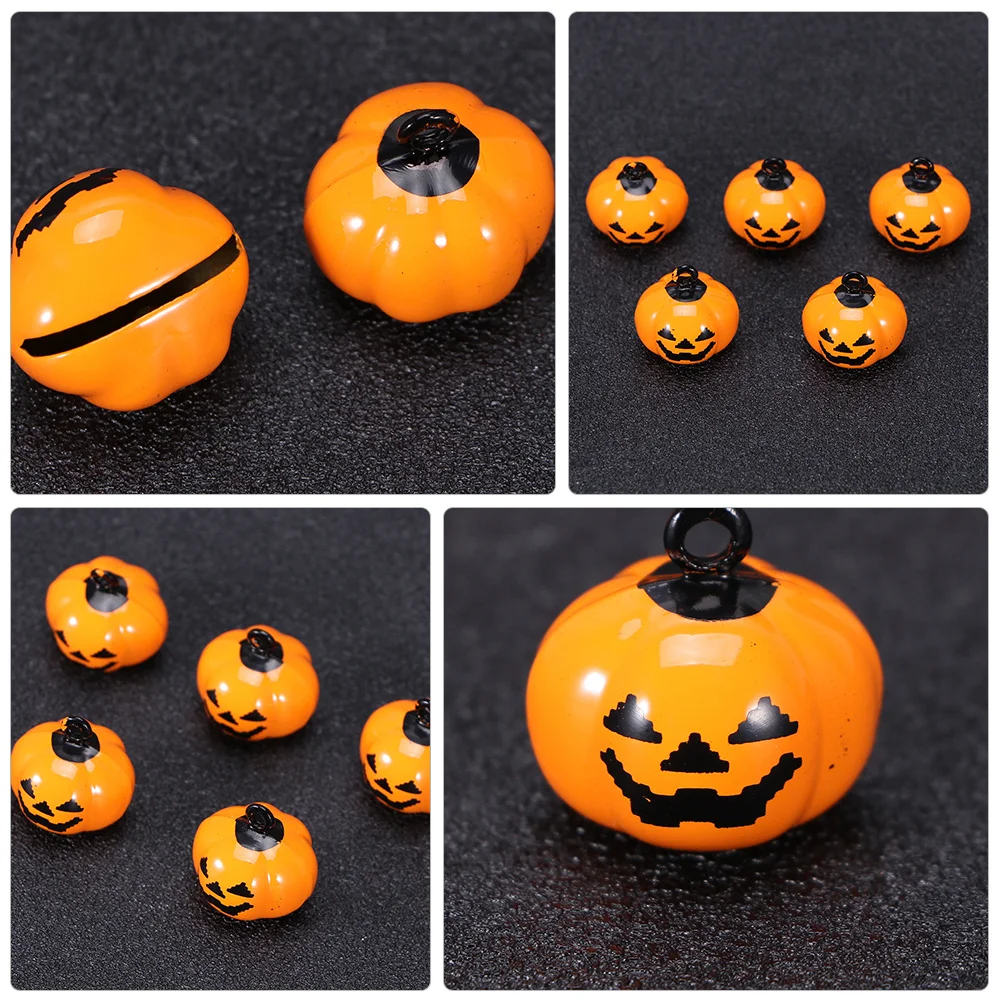 

12Pcs Pumpkin Pattern Pet Bells Copper Material Comfortable Daily Use with Metal Rings Pet Bells Pumpkin Pattern Bell