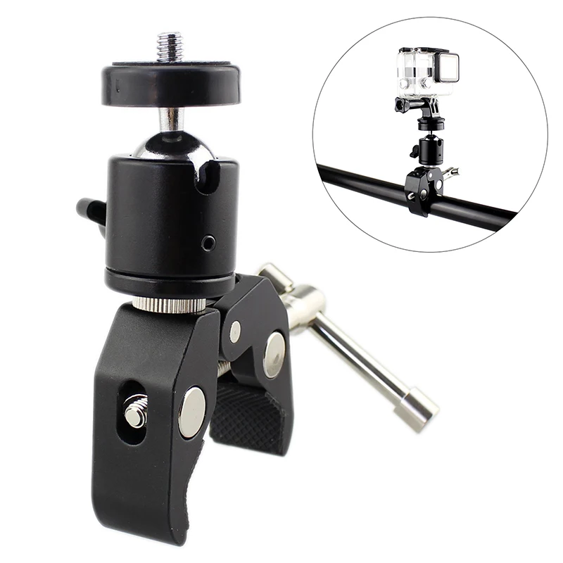 

1Set CNC Metal Super Clamp With 360° Mini Ball Head Quick Release 1/4 Screw Clip DSLR Camera Clamp Bracket Tripod Mount