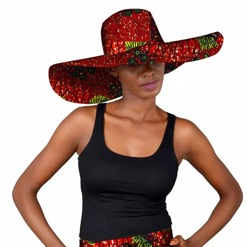 African Fashion Style Cap Hat for Women Handmade Ankara Print Summer Big Hats Cotton Fabric One Size WY5242