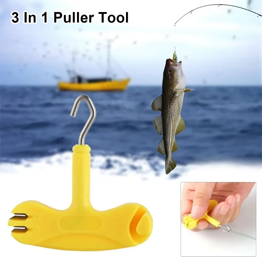 1Pcs Durable 3 In 1 Carp Fishing Tool Portable Multifunctional Fishing Knot Puller Hook Puller Remove Coated