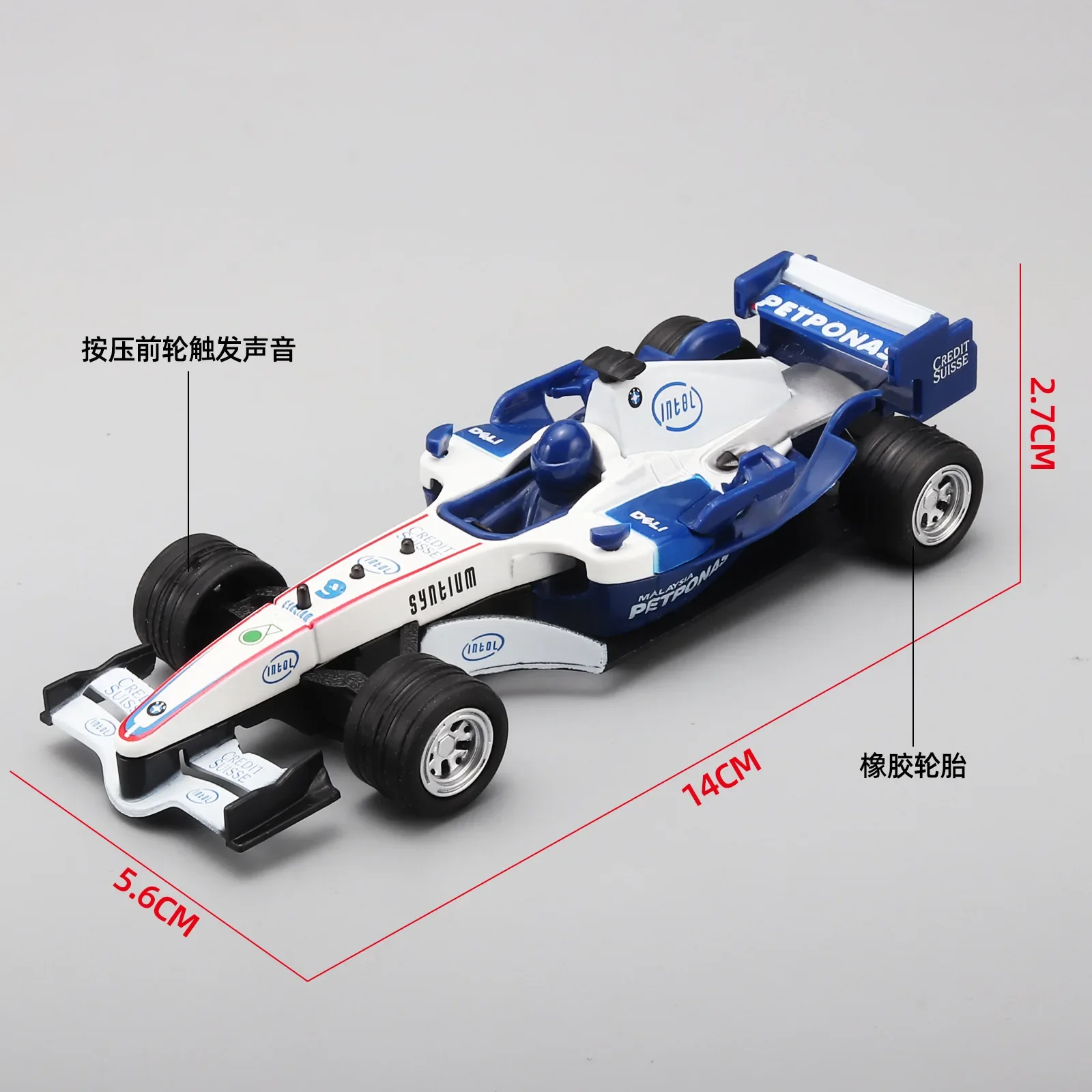 1/32 F1 Formula Racing Modello di auto in lega Simulazione sonora e leggera Modello di auto da corsa da rally Giocattolo per bambini