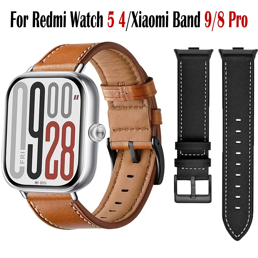 Retro Leather Band For Redmi Watch 6 5 4 Smart Watch Replacement Strap For Xiaomi Mi Band 9 Pro/10 Pro/8 Pro Wristband Bracelet