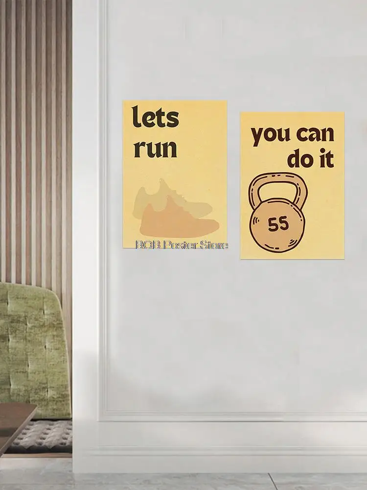 الكلاسيكية كرافت الجدار ملصق للياقة البدنية ، ملصق تحفيزي ، والحصول على بعض القوة لا ألم لا كسب يمكنك أن تفعل ذلك ، ديكور المنزل ، رياضة الفن