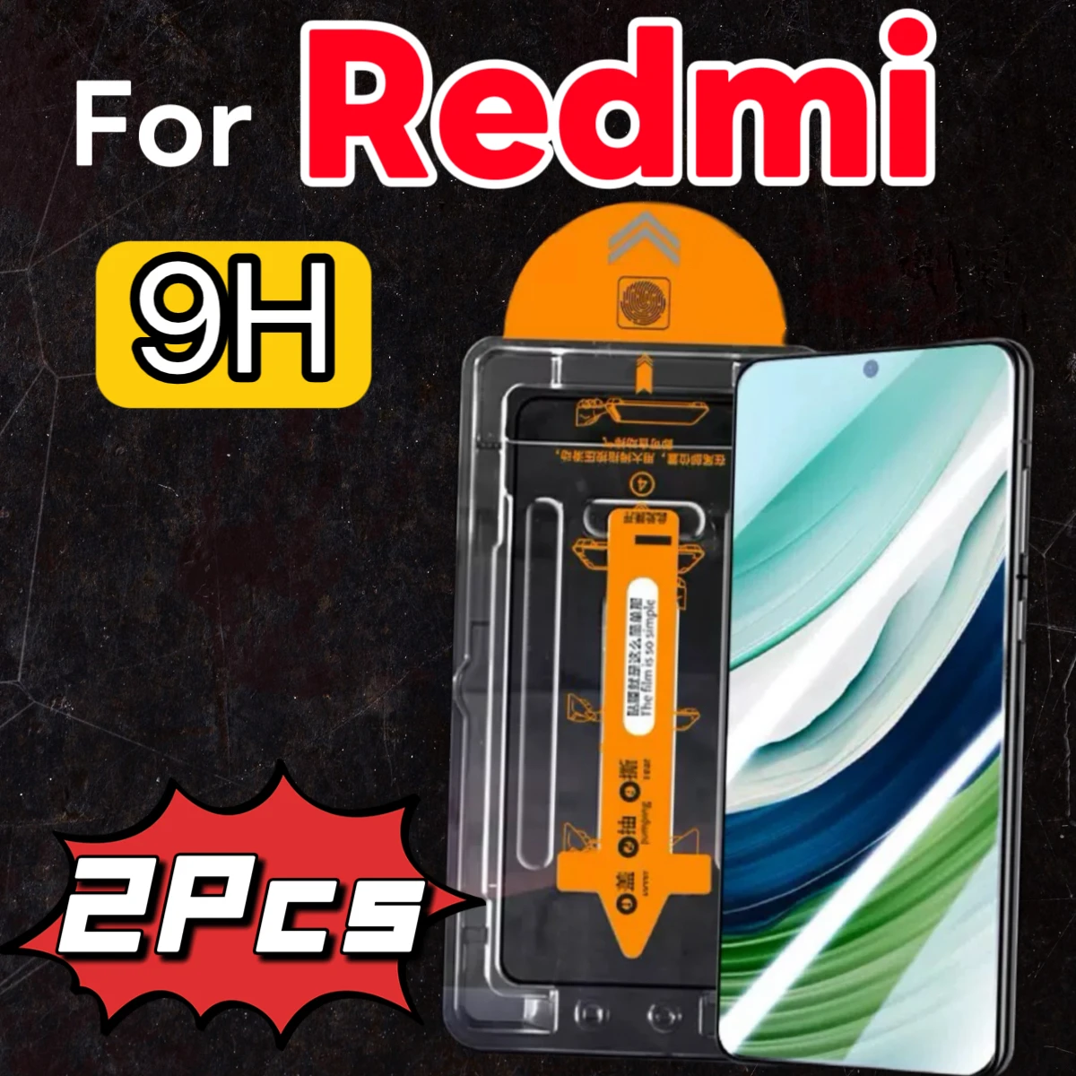 2Pcs Suitable for Redmi series high-definition tempered glass film mobile phone screen protector one-click film easy to install
