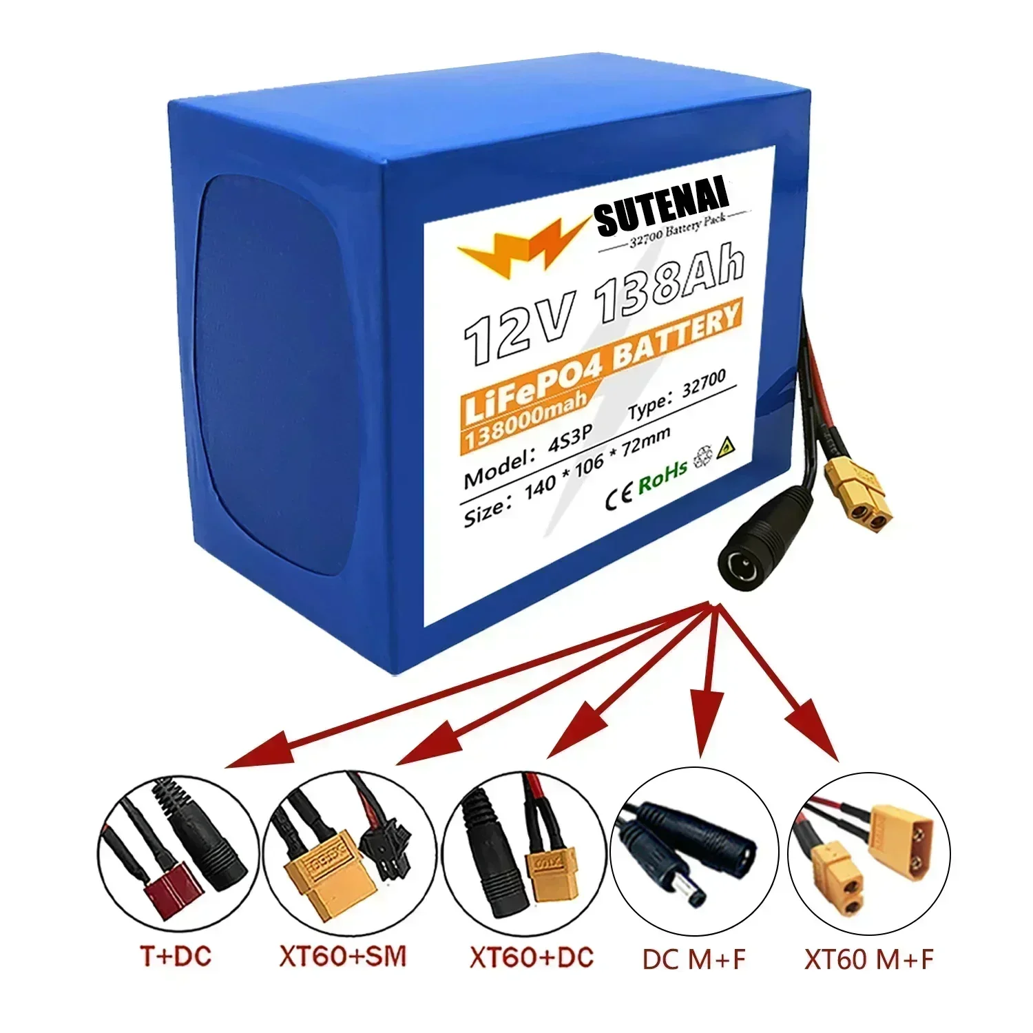 NEW 32700 Lifepo4 Battery Pack 4S3P 12.8V 138000mAh 4S 40A 100A Balanced BMS for Electric Boat and Uninterrupted Power Supply 12