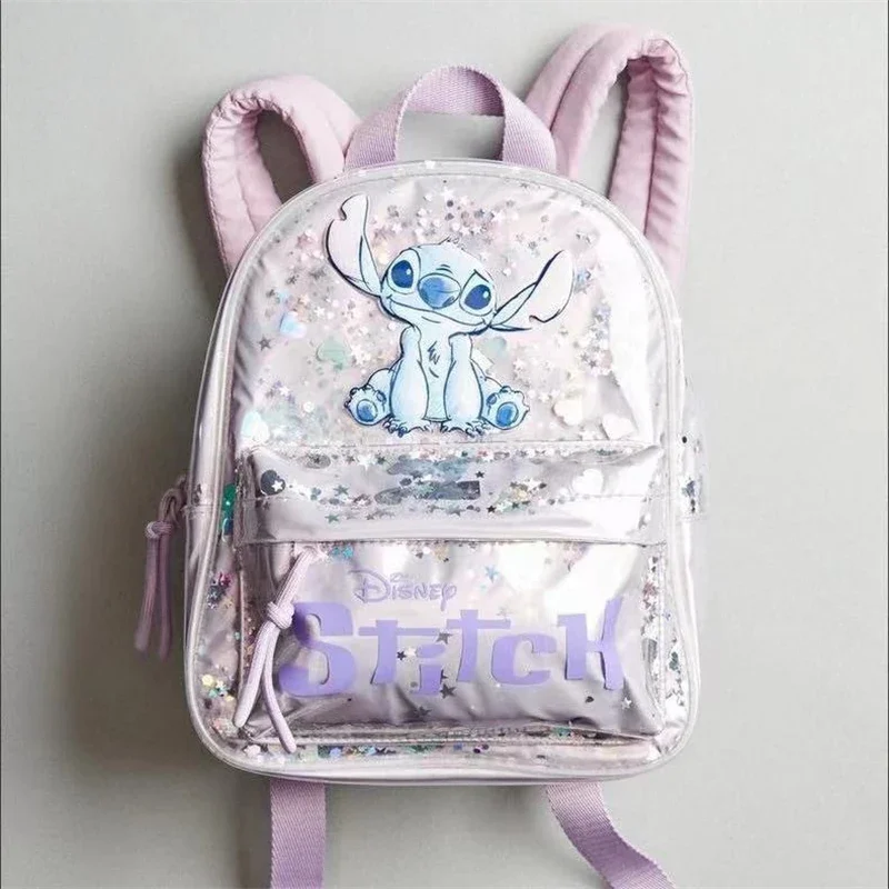 

Disney Stitch Schoolbag Cute Cartoon Girl&Child Fashion Knapsack Shiny Large Capacity Go To School Book Backpack Holiday Gifts