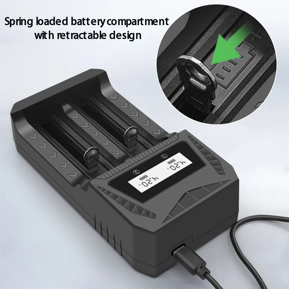 18650 Battery Charger 1/2/4 Slots Dual 18650 Charging 3.7V Rechargeable Lithium Battery USB Charger For 26650 21700 16340 14500