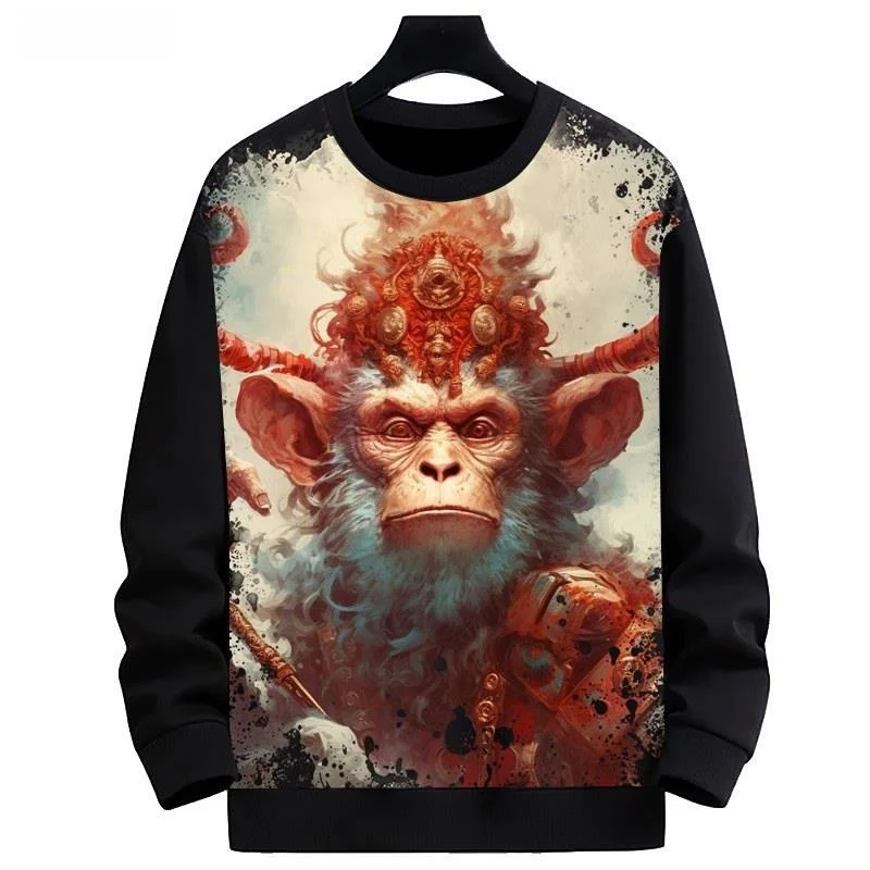 جديد وصول الشمبانزي القرد نمط جولة Ne البلوز 3D الطباعة الرقمية الرجال Jaet مريحة Fce اصطف هوديي