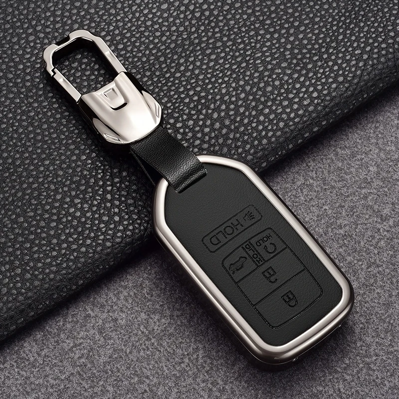 Alloy Leather Car Key Case Cover for Honda Civic TYPE R si RS CR-V HR-V VEZEL JAZZ Accord Jade Crider Odyssey Elysion Accessory