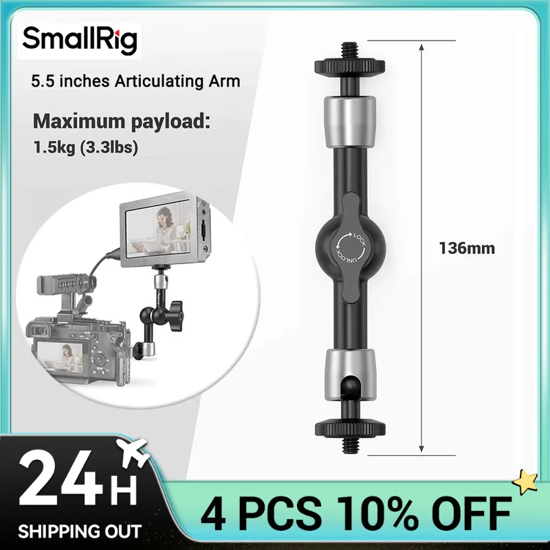 Kamera SmallRig 5,5 cala ramię przegubowe mocowanie EVF uchwyt mikrofonu uniwersalny 1/4 "do 1/4" aluminiowa kamera z magicznym ramieniem 2065