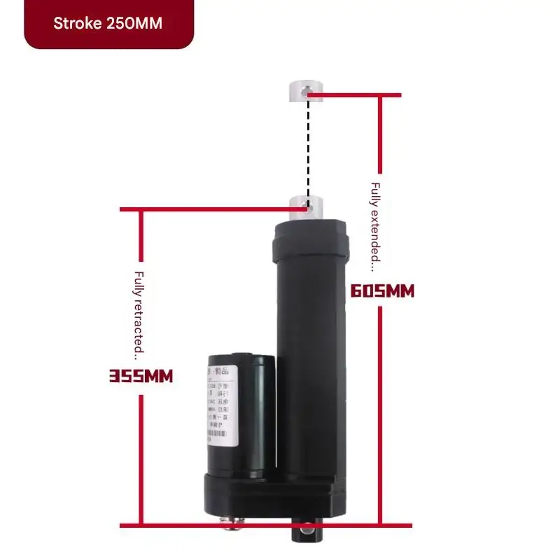 

Strok 250 mm IP68 Low-Noise Linear Actuator with 12V/24V DC Motor for Solar Tracker and Door Automation
