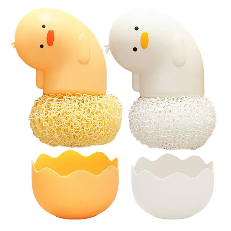 Cartoon Eggshell Cleaning Brush Nano Dish Brush with Ergonomic Handle Multipurpose Washing Tool Fiber Ball Scrub Brushes