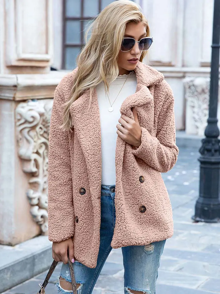 2023 Autumn Teddy Coat Women  Faux Fur Coat Female Thick Warm Plush Teddy Jacket Long Sleeve Winter Coat Women