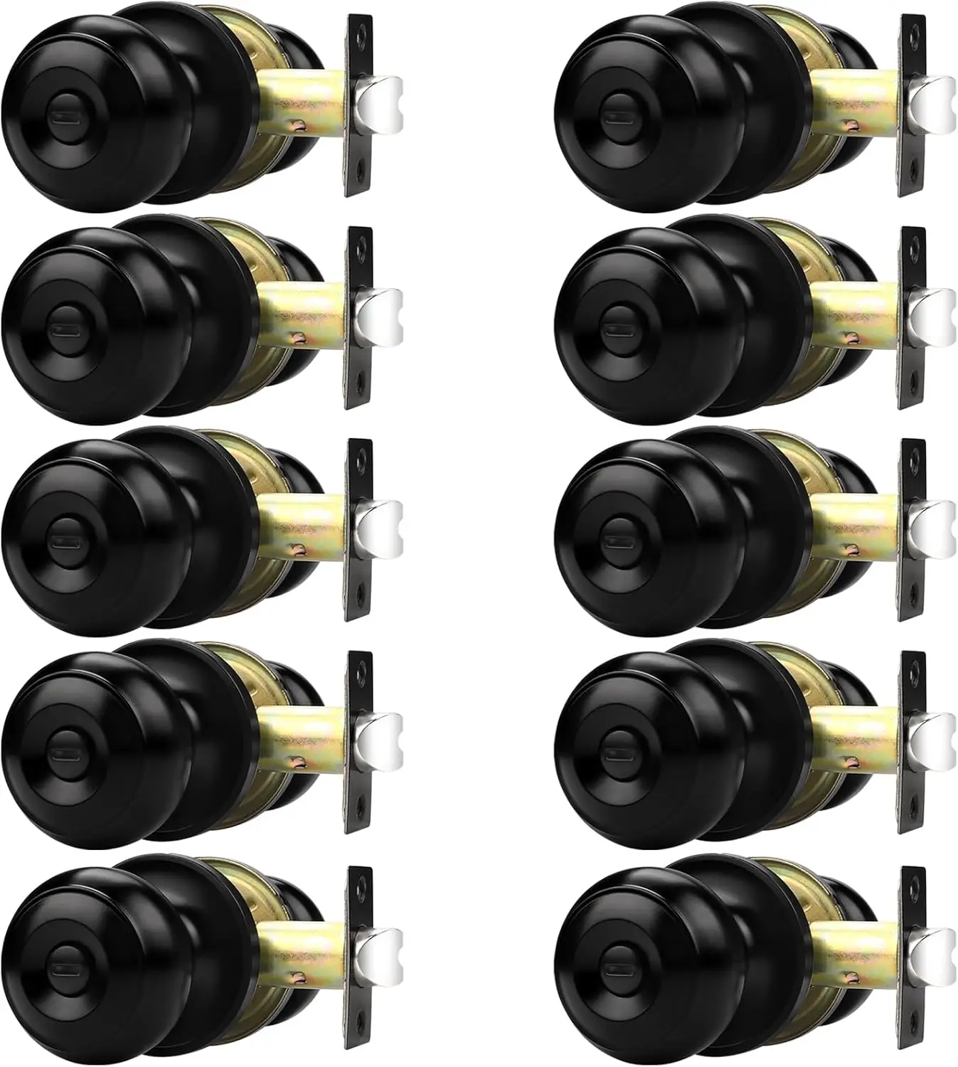 

10-Pack Privacy Door Knobs, Matte Black Interior Handles with Solid Latch for Bedroom Bathroom