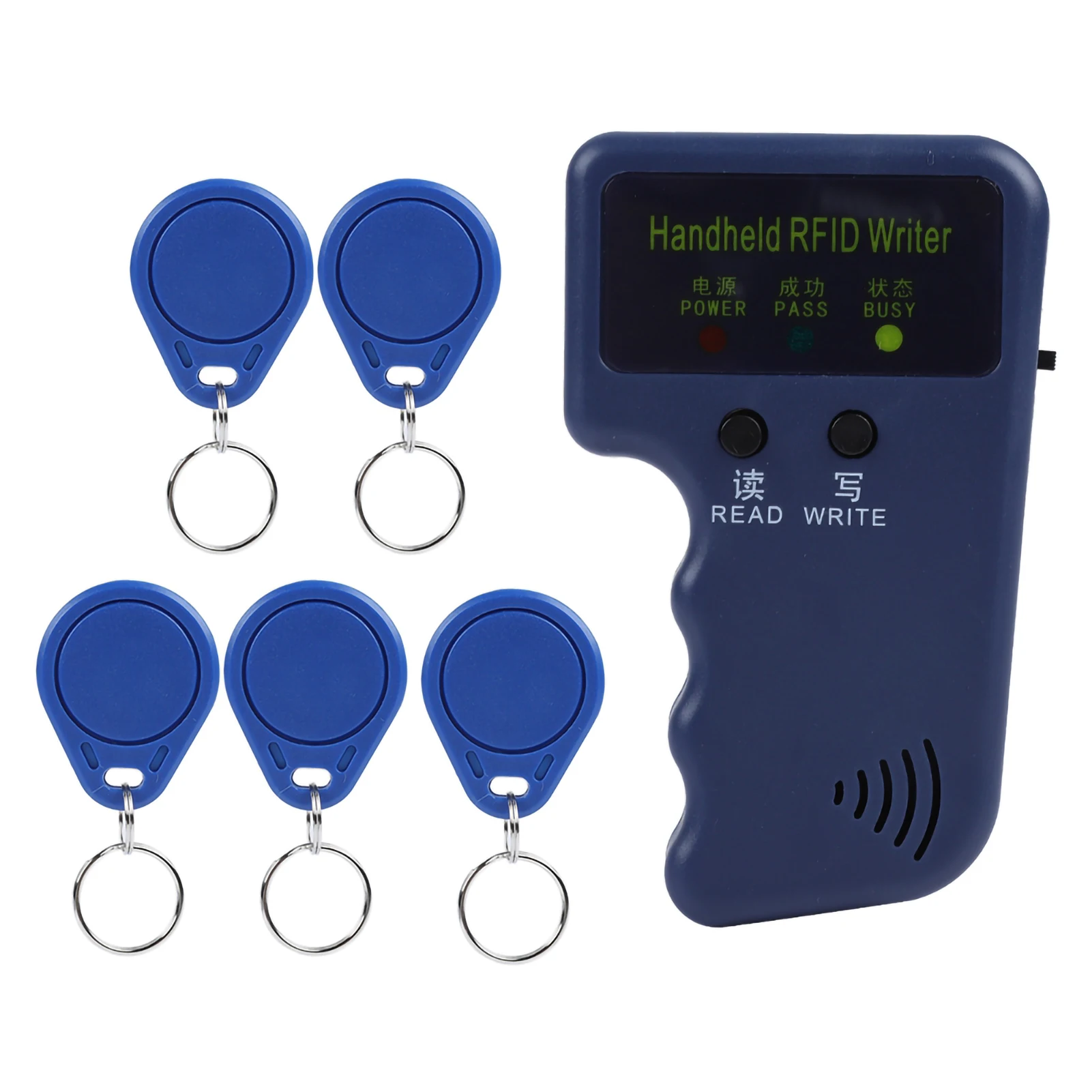 Duplicador de tarjetas de identificación RFID de 125KHz, portátil, copiadora de mano para tarjetas de identificación RFID de 125KHz con 5 etiquetas