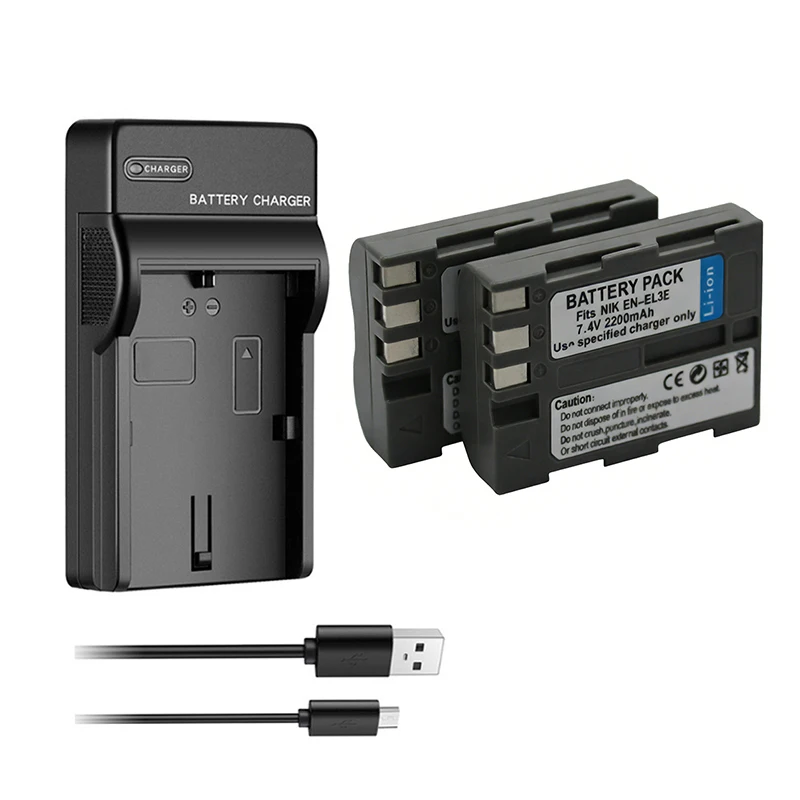 2200mAh EN-EL3E EN EL3E Rechargeable Li-ion Battery For Nikon D50 D70 D70S D80 D90 D100 D200 D300 D300S DSLR D700 Camera Battery