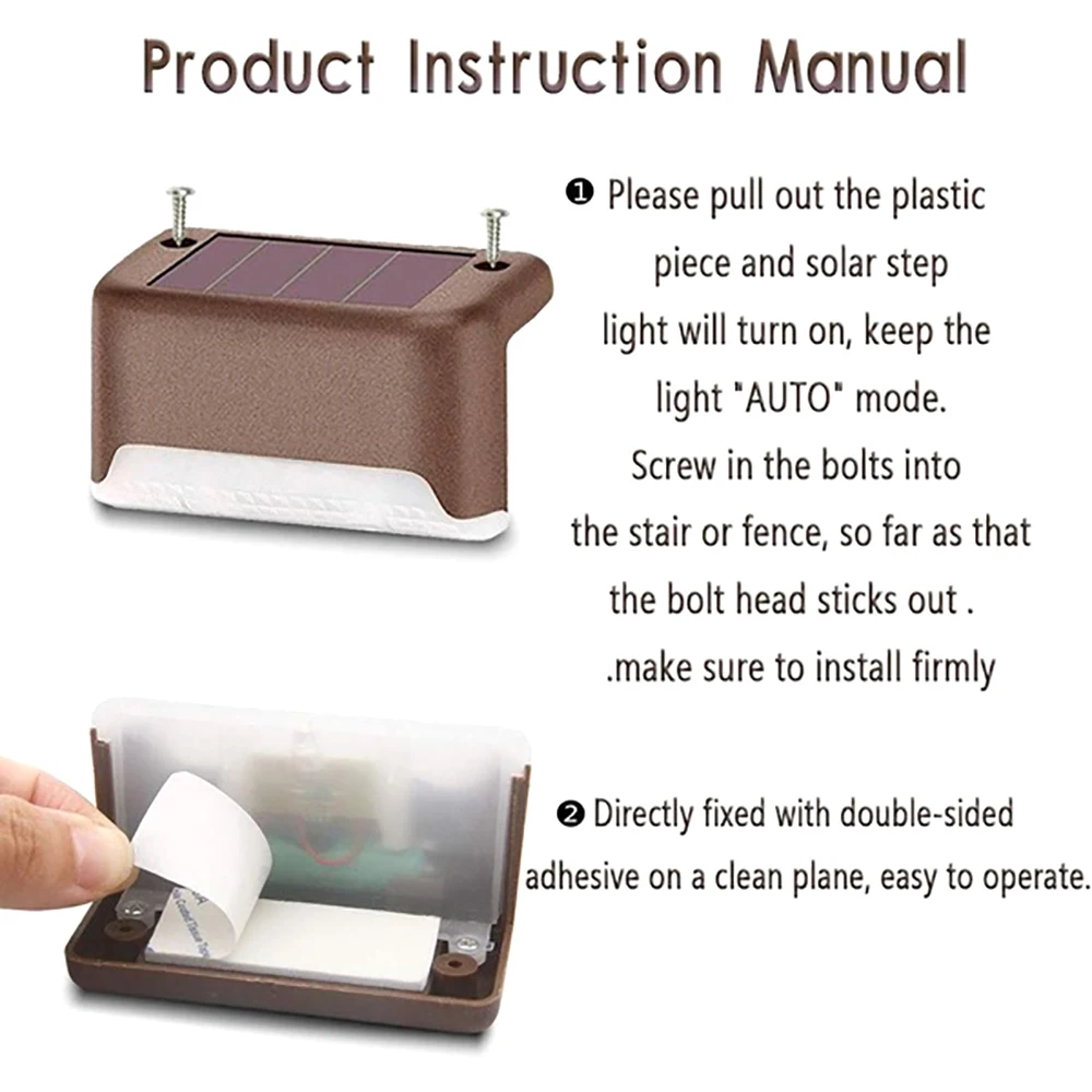 Warm White LED Solar Step Lamp Path Stair Outdoor Garden Lights Waterproof Balcony Light Decoration for Patio Stair Fence Light image 3
