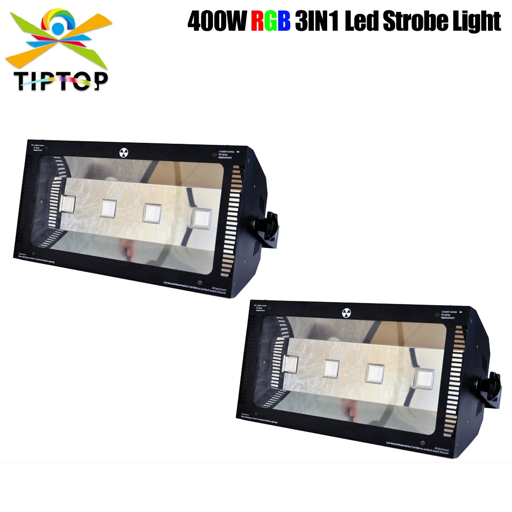 

Freeshipping 2 Pack 400W RGB Led Strobe Light 3-IN-1 Color Mixing High Power Stage Effect Light New Design DMX512 3PIN IN/OUT