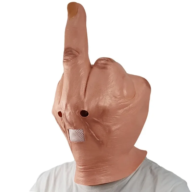 Cosplay Vertical Middle Finger Mask Creative Personality Despises Spoof Headgear Props Halloween Dress Up Creepy Fingers Mask