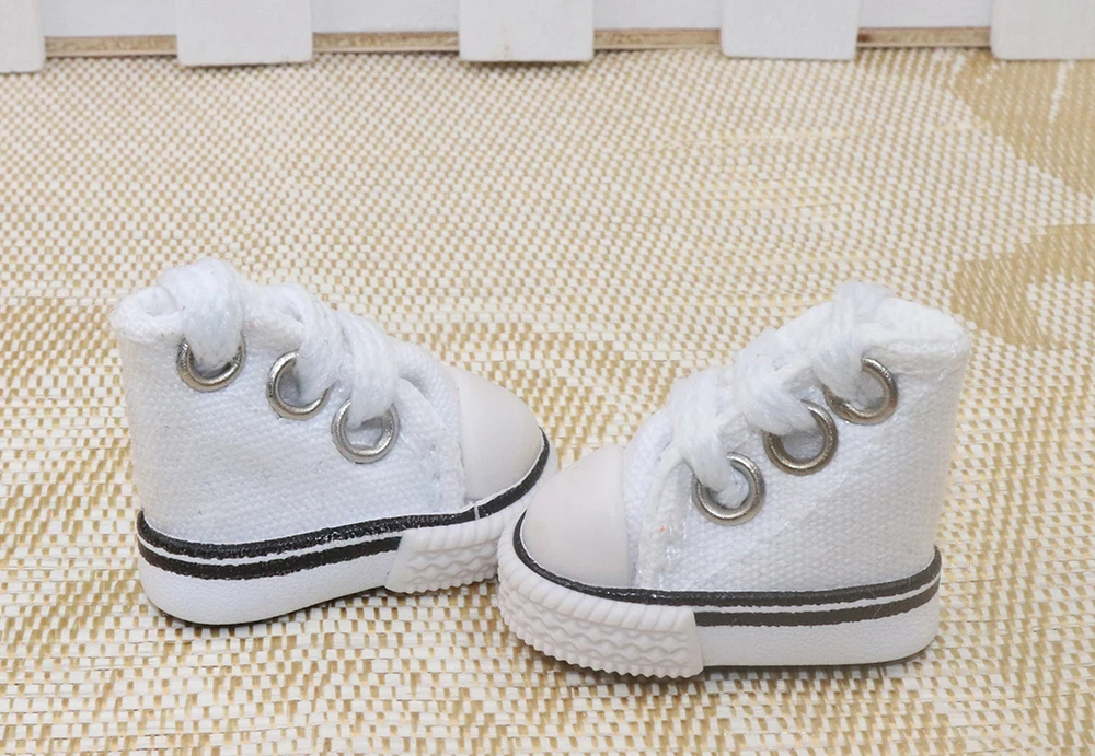 Puppenschuhe 3,5 cm * 2 cm * 3 cm für Bryc-Puppen Mini flache Canvas-Turnschuhe für 1/8 16 cm 6 Zoll BJD Finger-Tanzschuhe Spielzeug – Detail 12